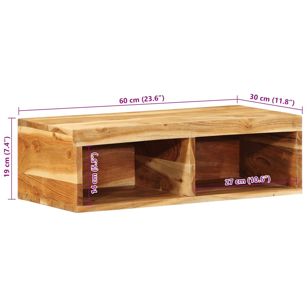 Veggmontert TV-benk 60x30x19 cm heltre akasie
