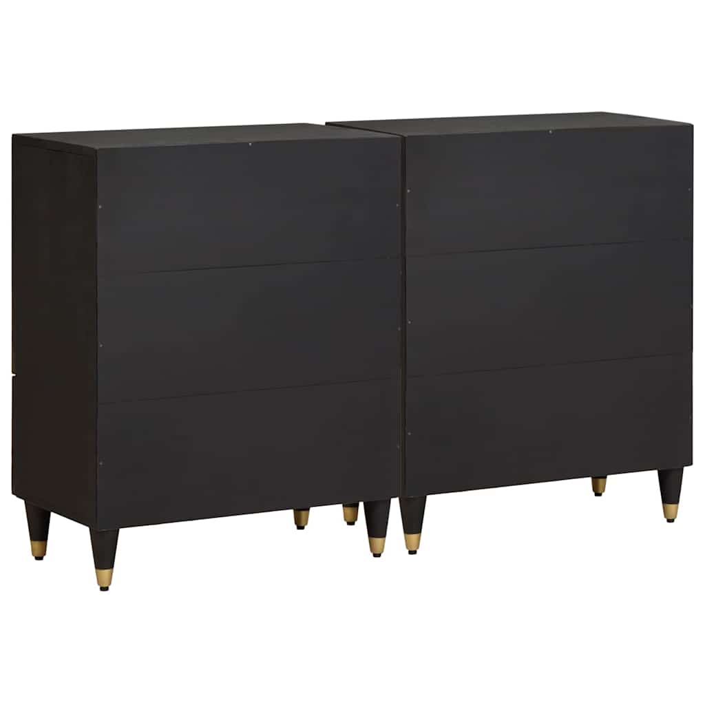 Serviesskap 2 pcs Svart 60 x 33 x 75 cm Massiv mango tre