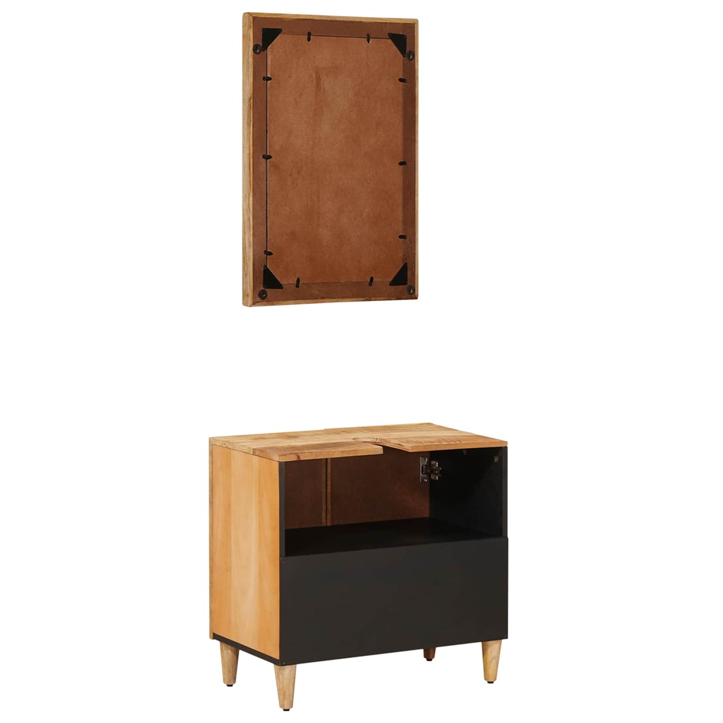 Baderomsskapsett Veggmontert med lagring 2 pcs Massiv mango tre