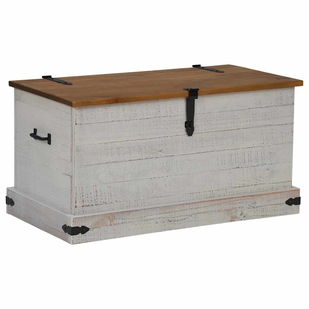 Oppbevaringskiste HALDEN hvit 91x48x47 cm heltre furu