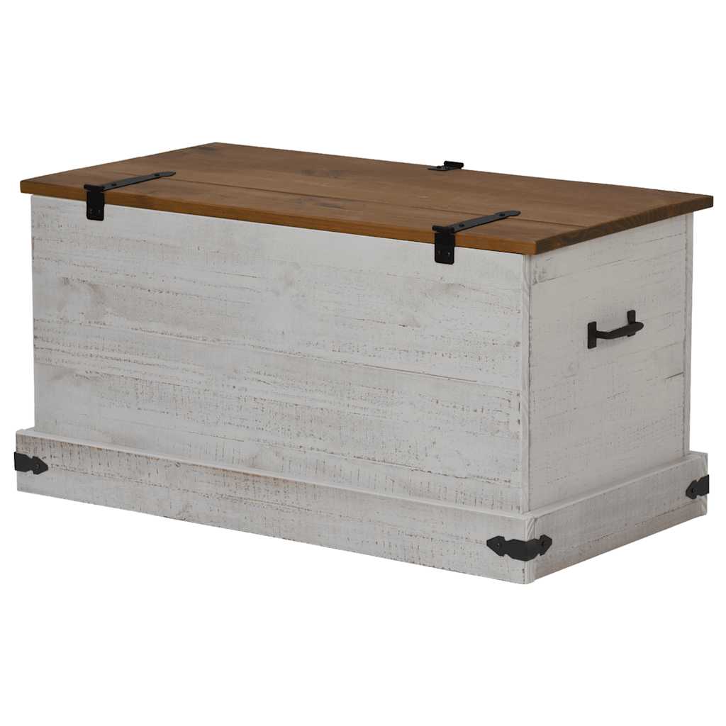 Oppbevaringskiste HALDEN hvit 91x48x47 cm heltre furu