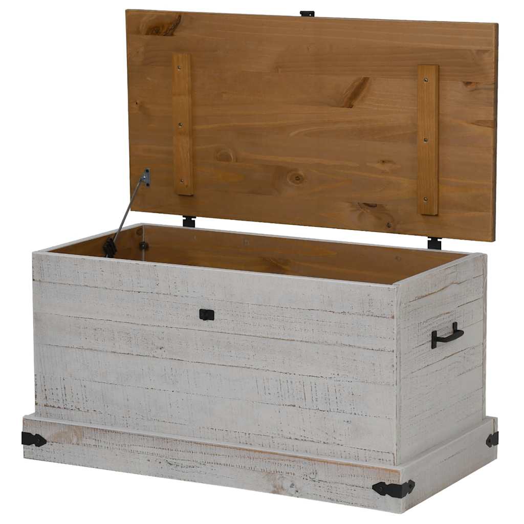 Oppbevaringskiste HALDEN hvit 91x48x47 cm heltre furu