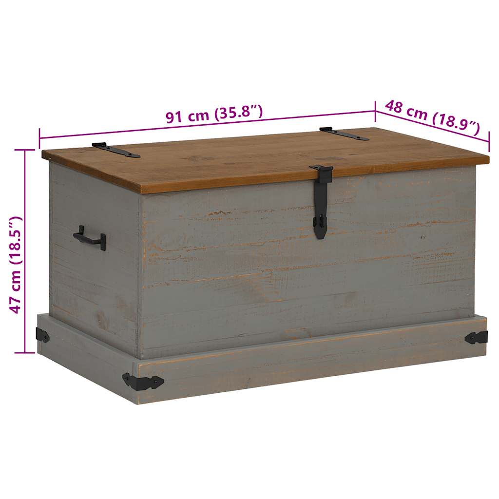 Oppbevaringskiste HALDEN grå 91x48x47 cm heltre furu