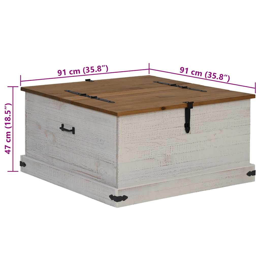 Oppbevaringskiste HALDEN hvit 91x91x47 cm heltre furu