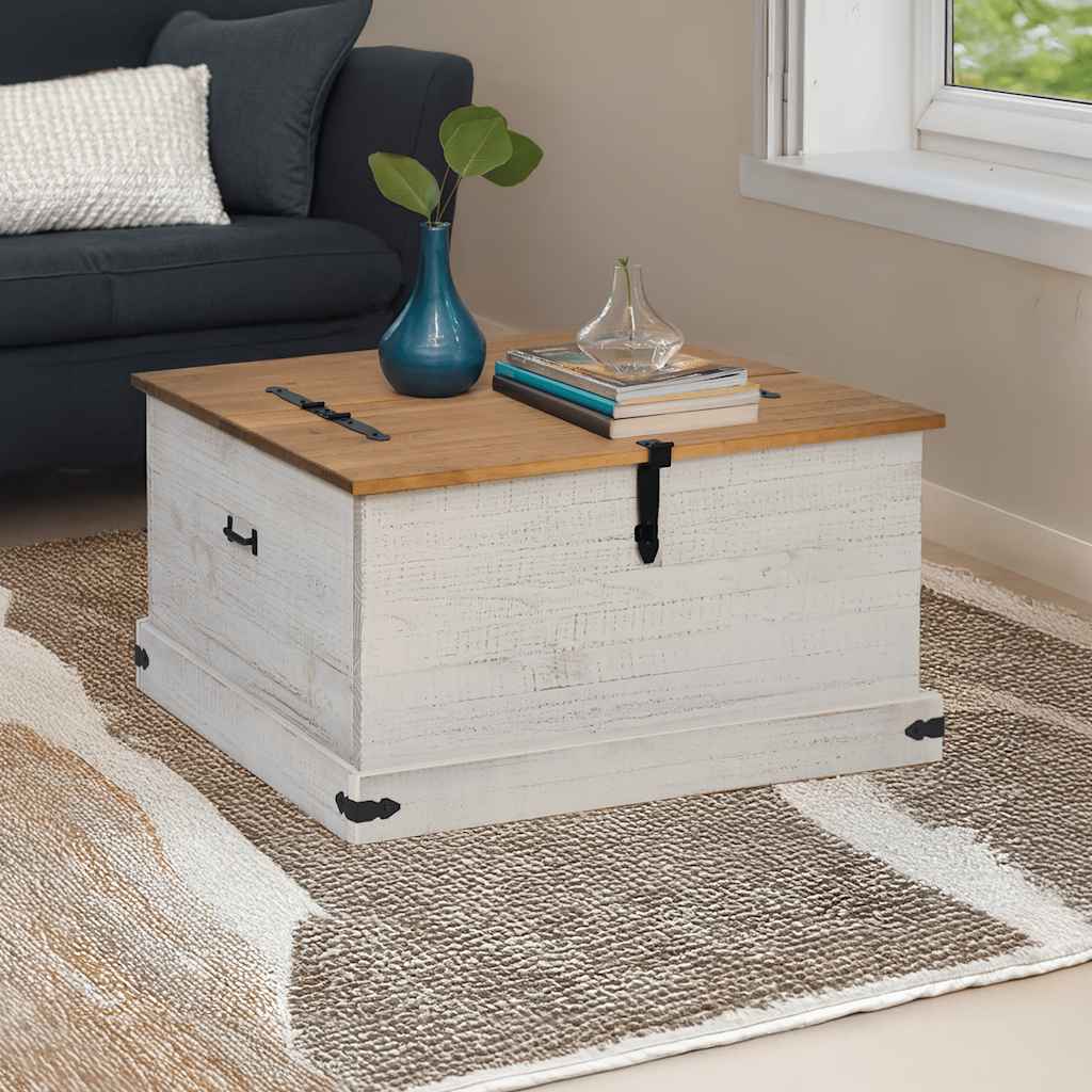 Oppbevaringskiste HALDEN hvit 91x91x47 cm heltre furu