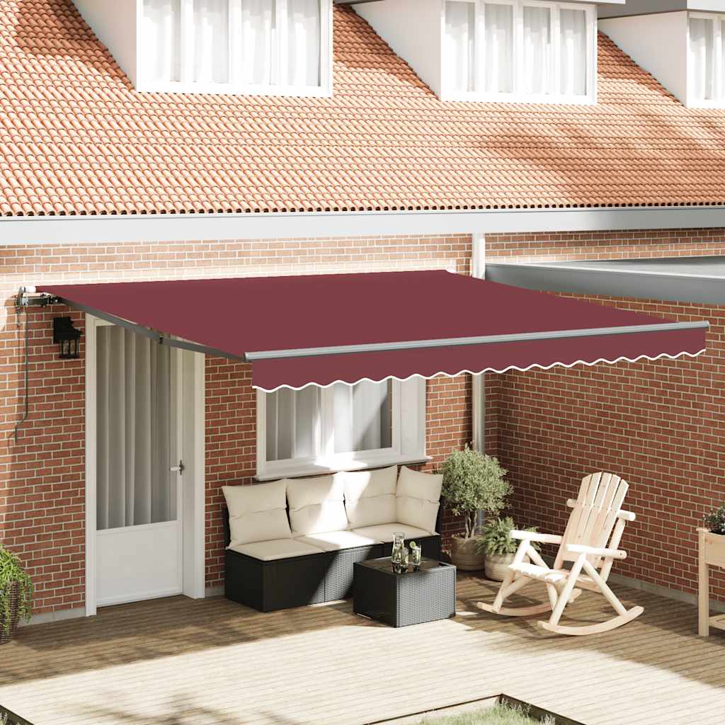 Automatisk uttrekkbar markise burgunder 400x300 cm vidaXL