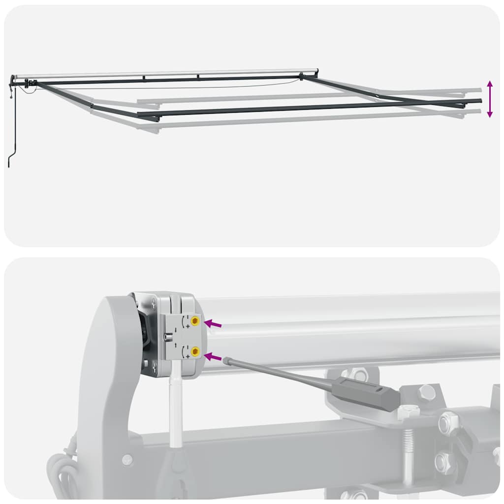 Automatisk uttrekkbar markise med LED burgunder 450x300 cm