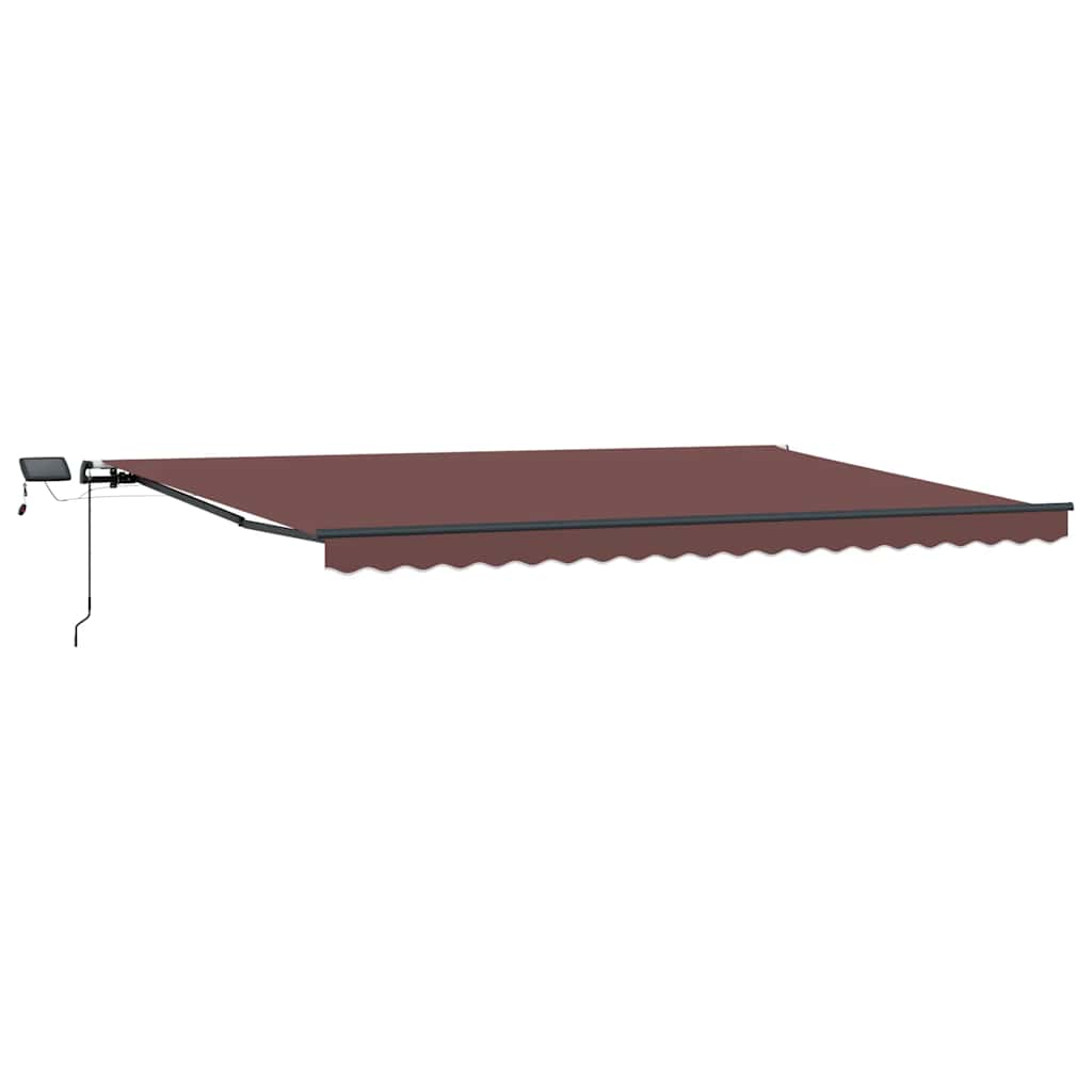 Manuell uttrekkbar markise med LED brun 500x300 cm