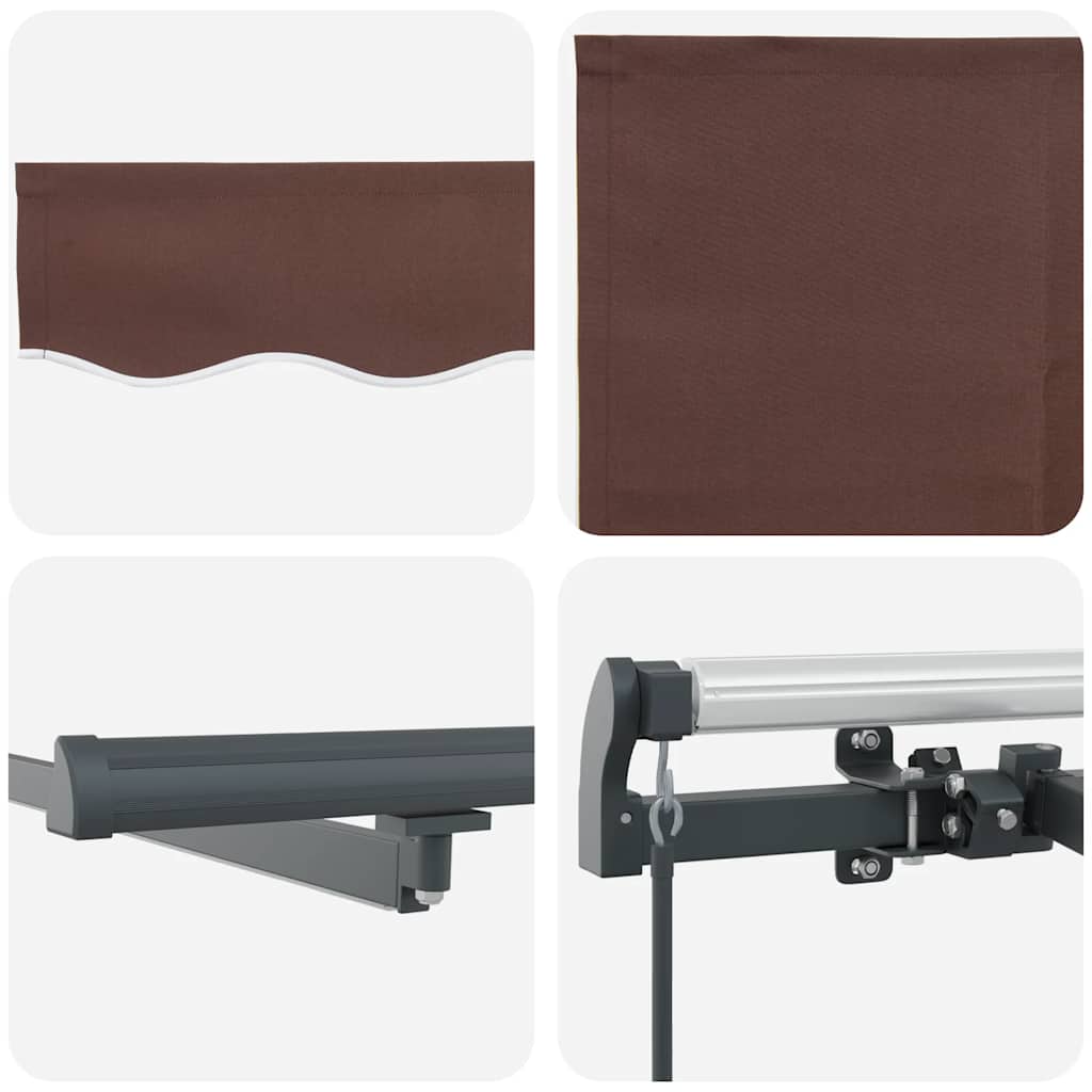 Manuell uttrekkbar markise med LED brun 500x300 cm