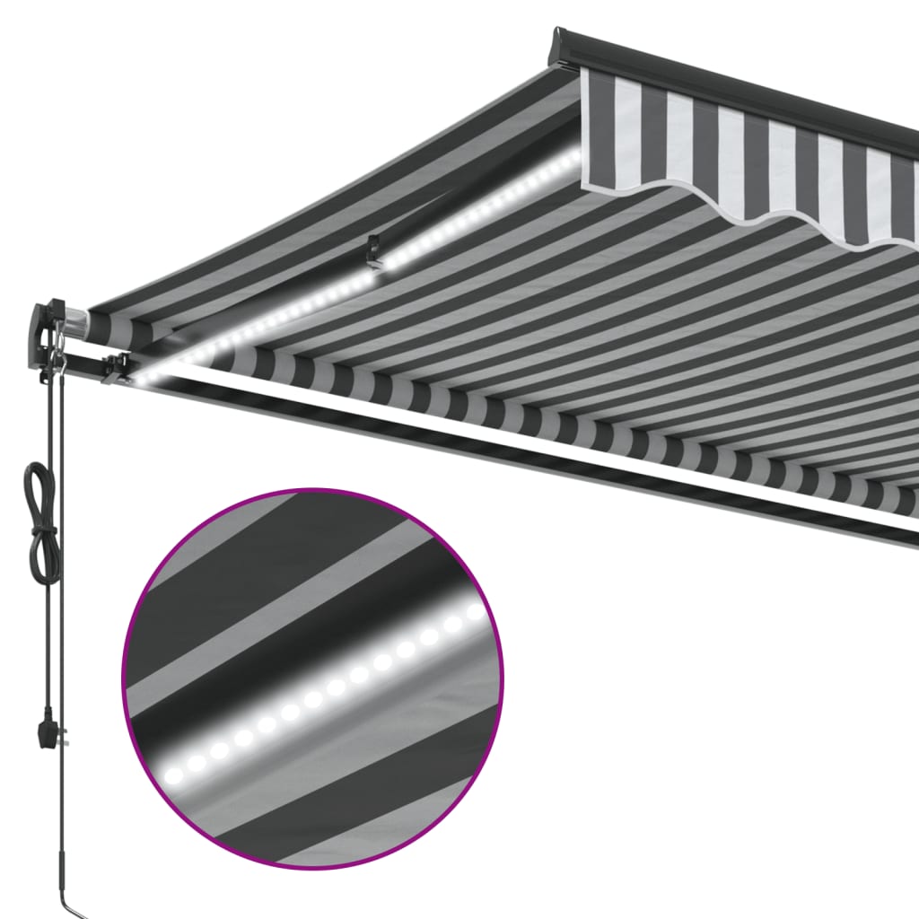 Automatisk uttrekkbar markise LED antrasitt og hvit 350x250 cm vidaXL