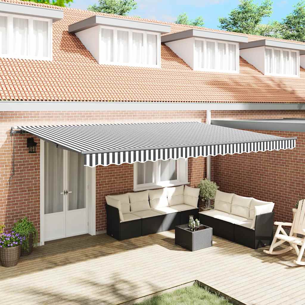 Automatisk uttrekkbar markise antrasitt og hvit 500x300 cm