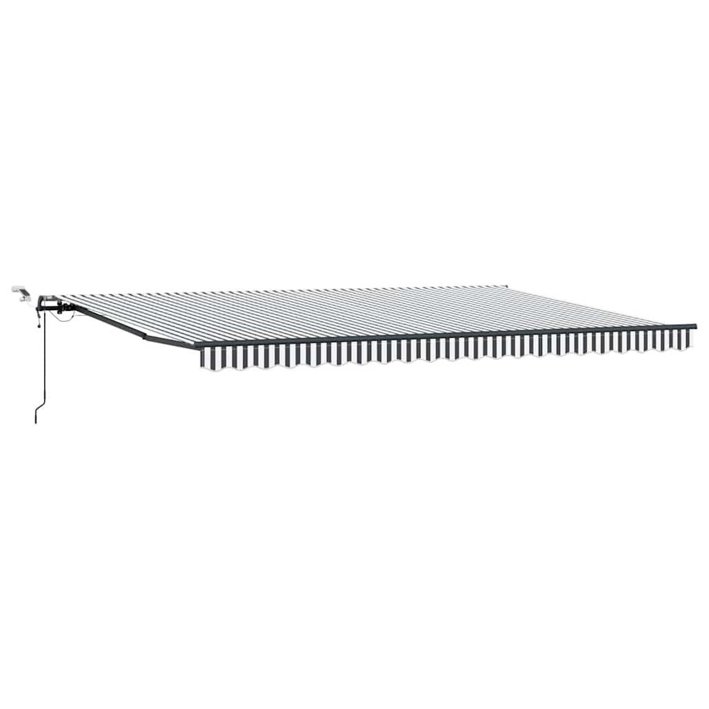 Automatisk uttrekkbar markise LED antrasitt og hvit 500x300 cm