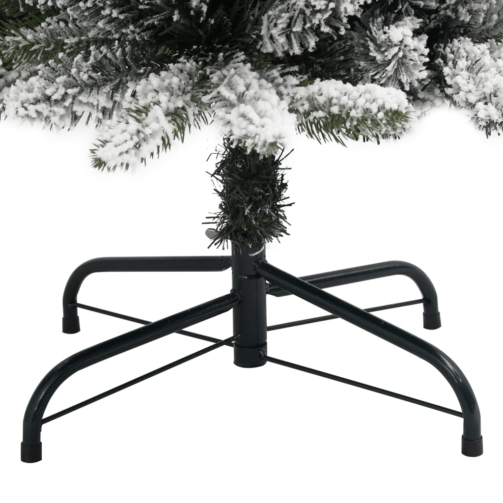 Slankt kunstig juletre med flokket snø 150 cm PVC og PE