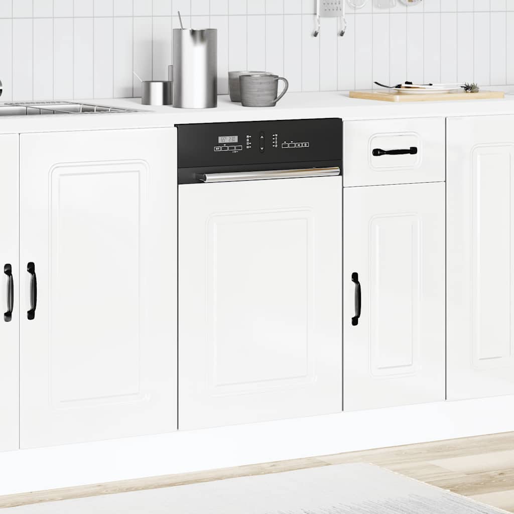 Oppvaskmaskin panel høyglans hvit 45x1,5x57 cm konstruert tre