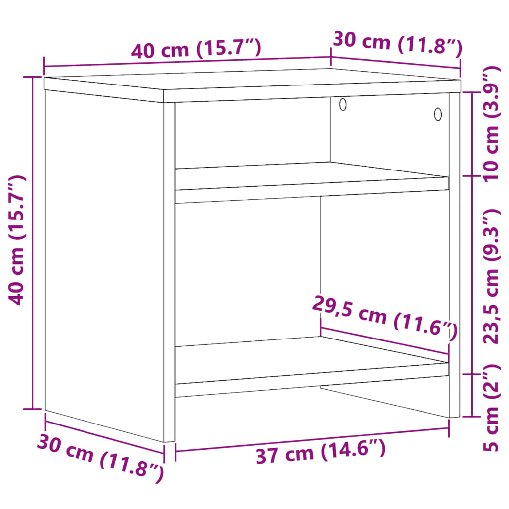 Nattbord gammelt tre 40x30x40 cm konstruert tre