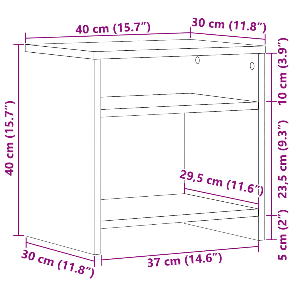 Nattbord artisan eik 40x30x40 cm konstruert tre