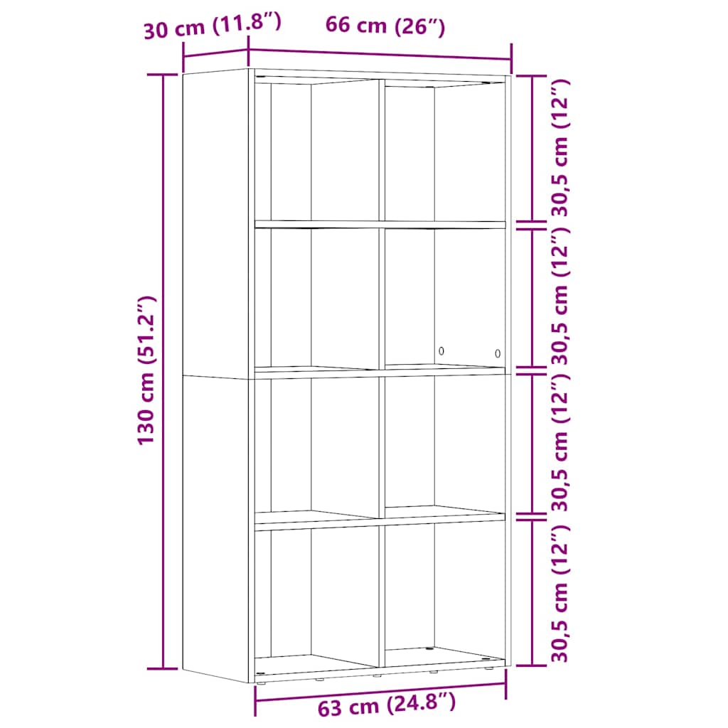 Bokhylle gammelt tre 66x30x130 cm konstruert tre