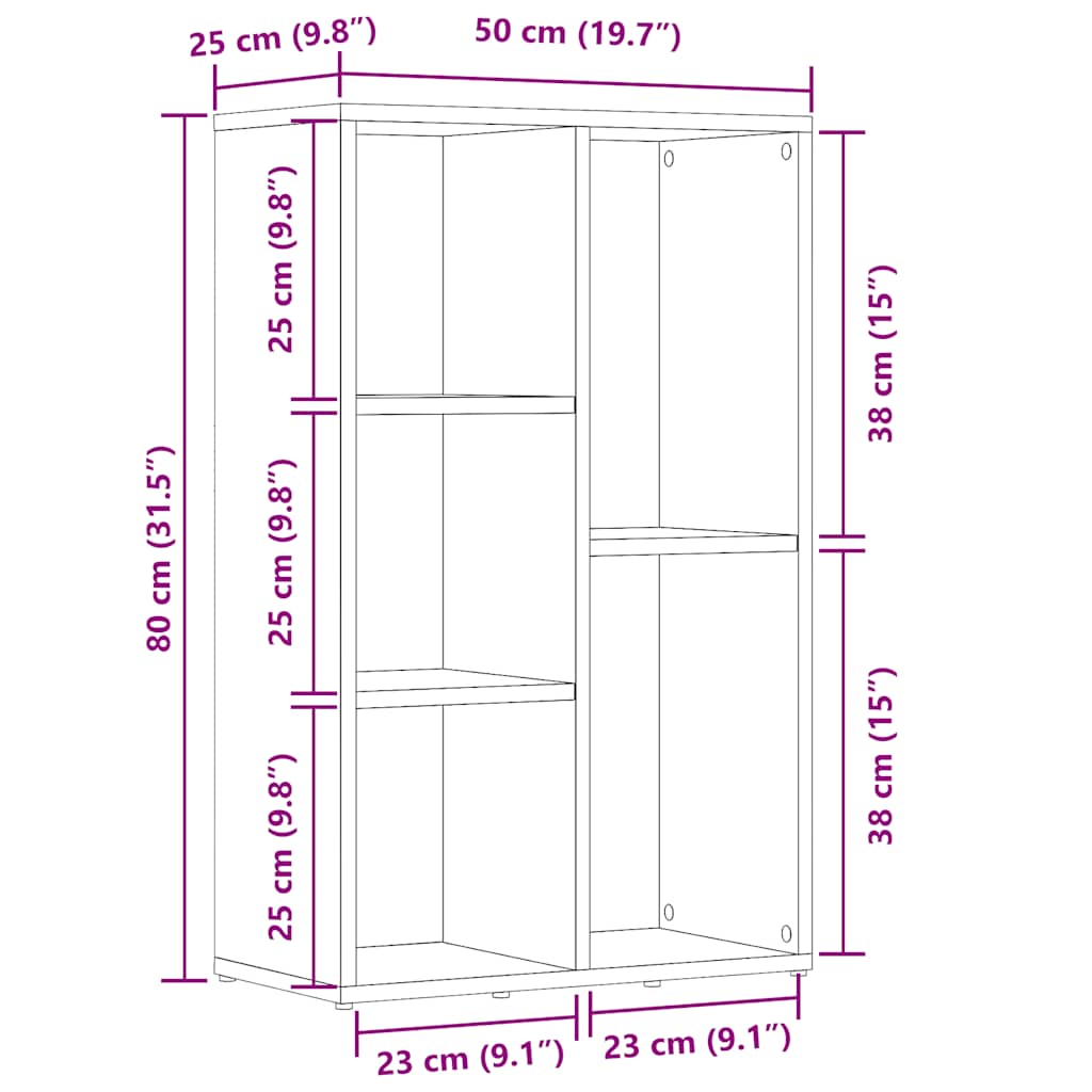 Bokhylle gammelt tre 50x25x80 cm konstruert tre