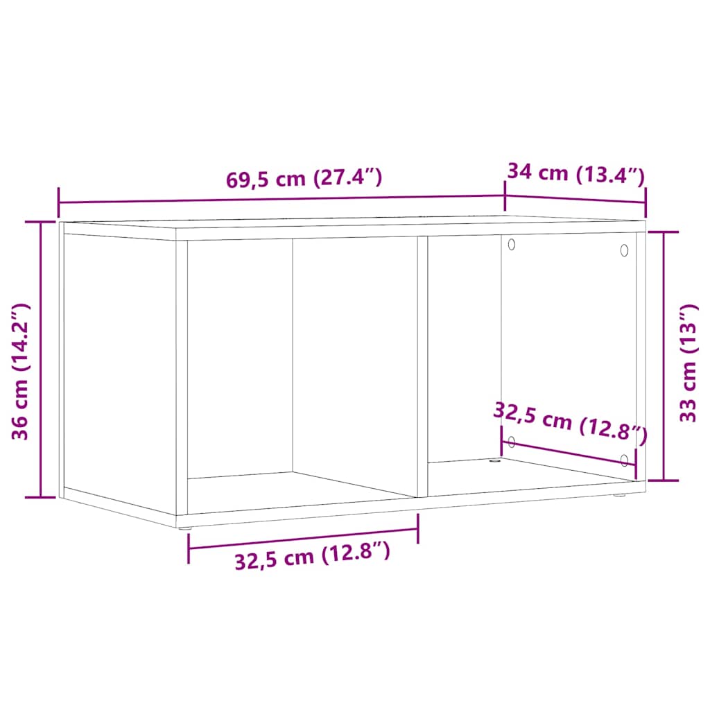 Oppbevaringsboks gammelt tre 69,5x34x36 cm konstruert tre
