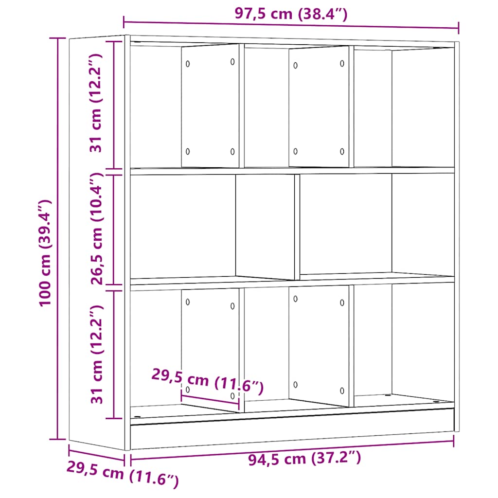 Bokhylle artisan eik 97,5x29,5x100 cm konstruert tre