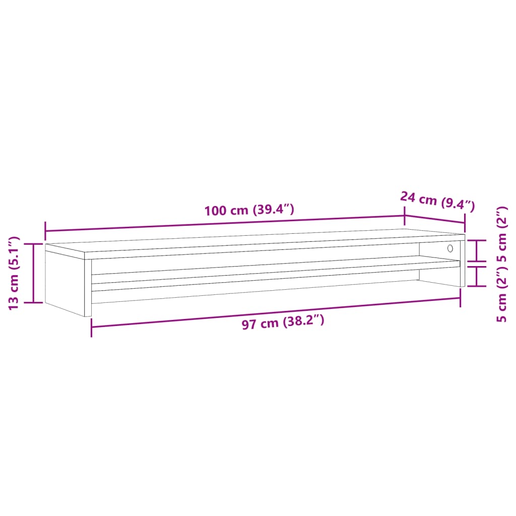 Skjermstativ håndverkseik 100x24x13 cm konstruert tre
