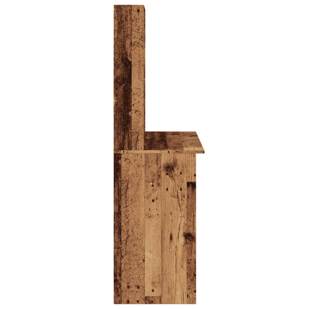 Skrivebord med hyller gammelt tre 102x45x148 cm konstruert tre