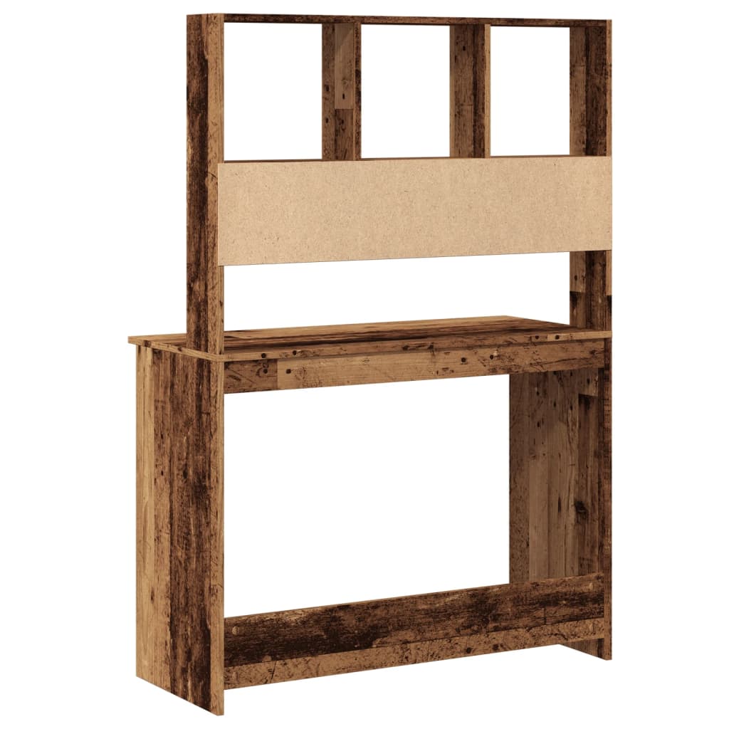 Skrivebord med hyller gammelt tre 102x45x148 cm konstruert tre