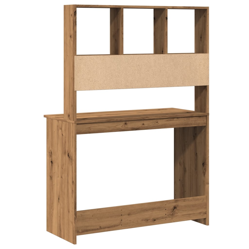 Skrivebord med hyller artisan eik 102x45x148 cm konstruert tre