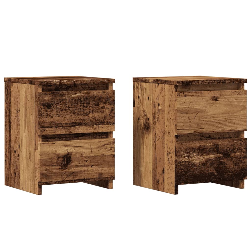 Nattbord 2 stk gammelt tre 30x30x40 cm konstruert tre