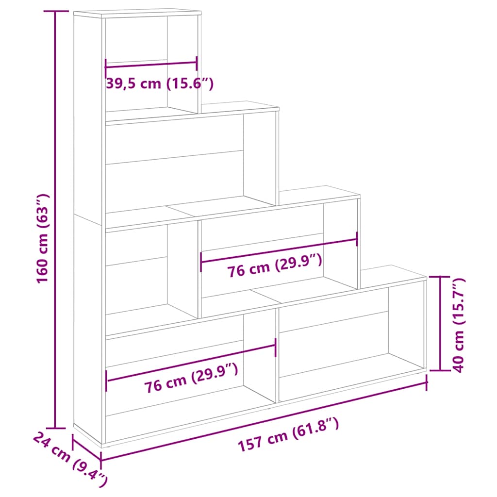 Bokhylle artisan eik 157x24x160 cm konstruert tre