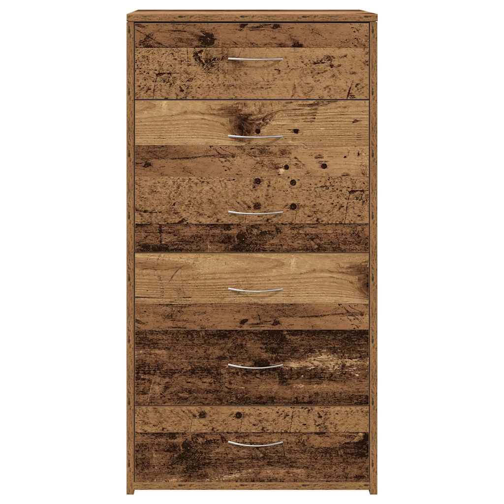 Skjenk med 6 skuffer gammelt tre 50x34x96 cm konstruert tre