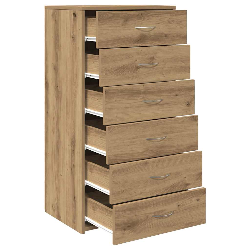 Skjenk med 6 skuffer artisan eik 50x34x96 cm konstruert tre