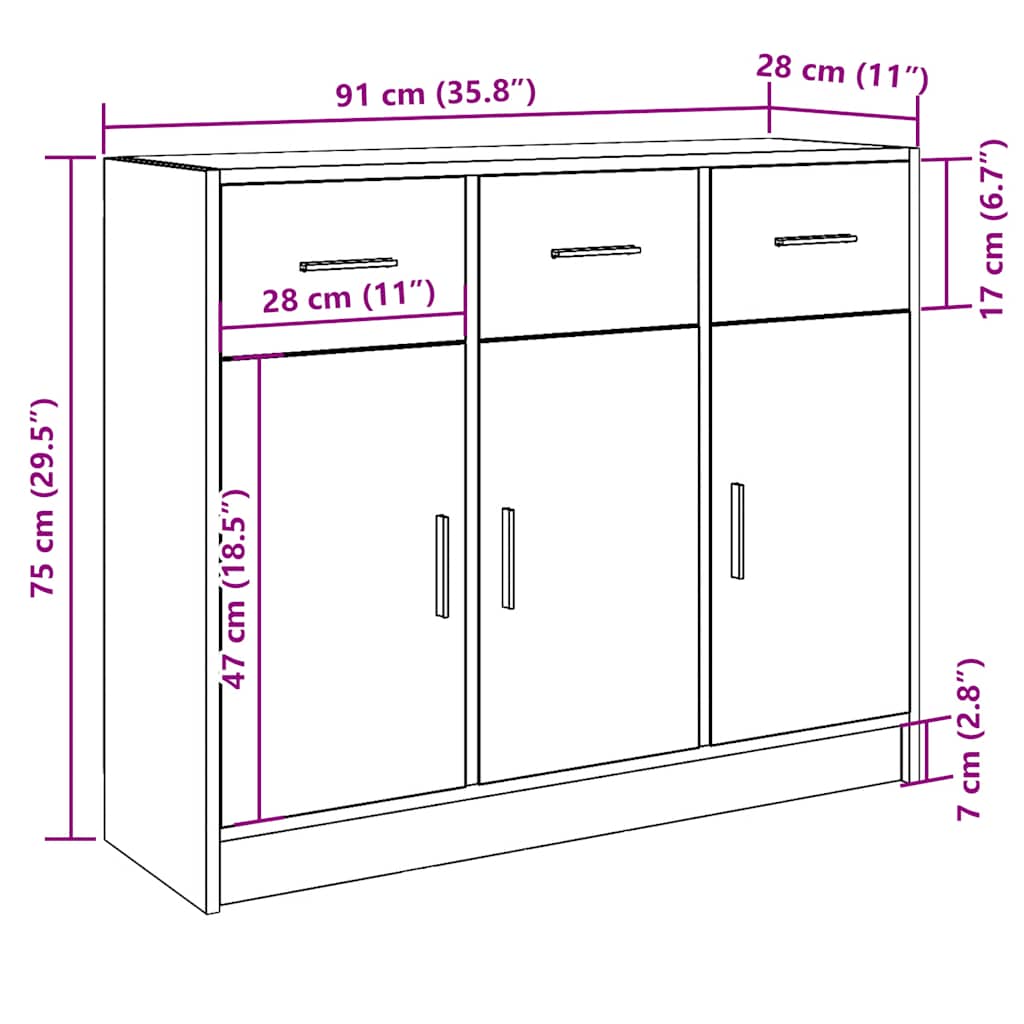 Skjenk gammelt tre 91x28x75 cm konstruert tre