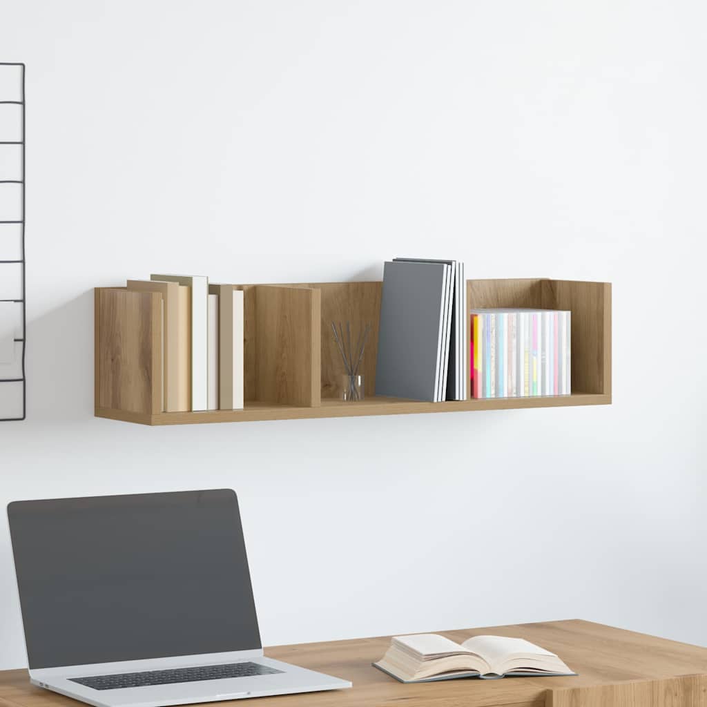 Veggmontert CD-hylle artisan eik 75x18x18 cm konstruert tre