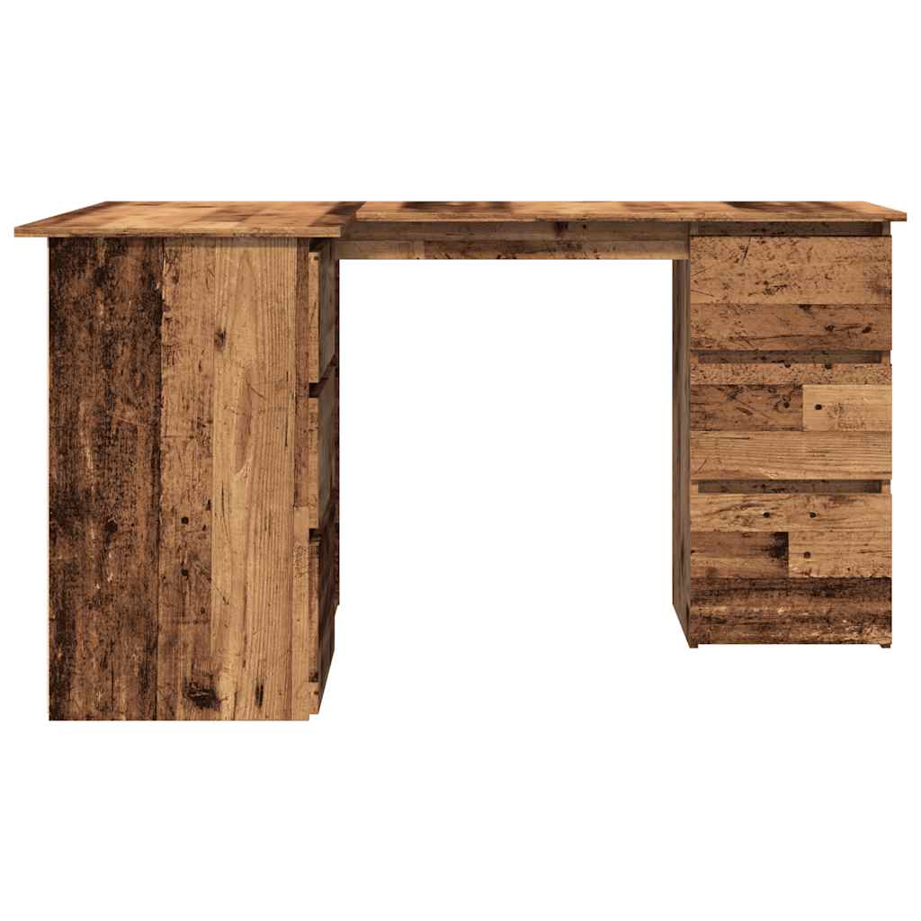 Hjørneskrivebord gammelt tre 145x100x76 cm konstruert tre