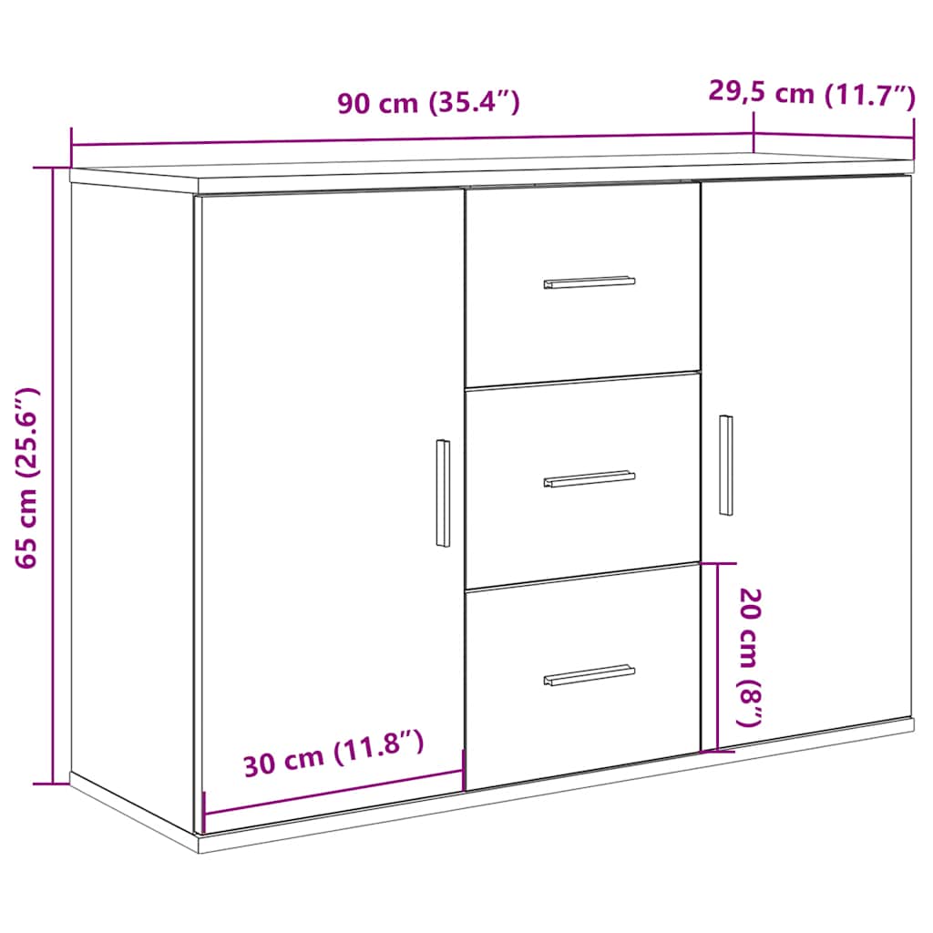 Skjenk gammelt tre 90x29,5x65 cm konstruert tre