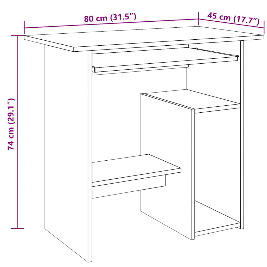 Skrivebord gammelt tre 80x45x74 cm konstruert tre