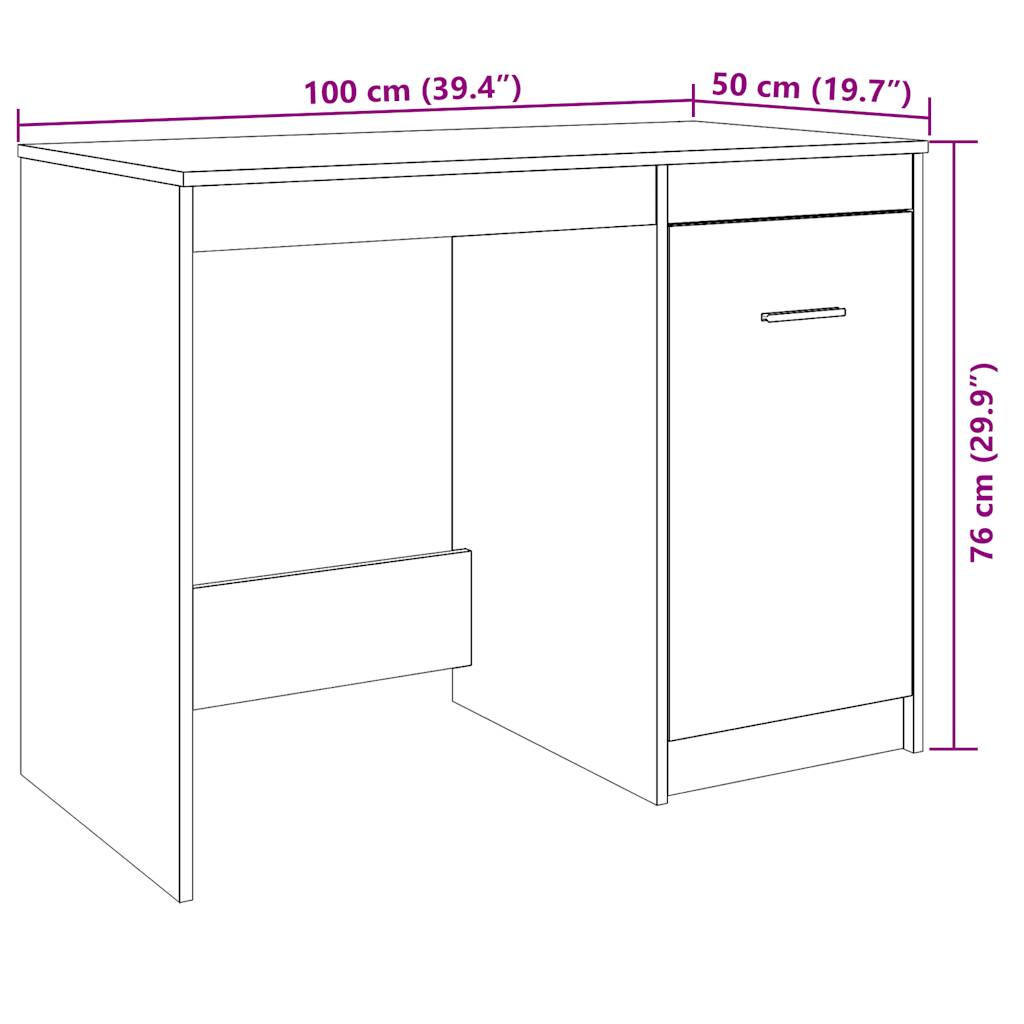 Skrivebord artisan eik 100x50x76 cm konstruert tre