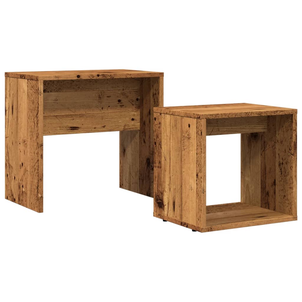 Stablebare salongbord 2 stk gammelt tre konstruert tre