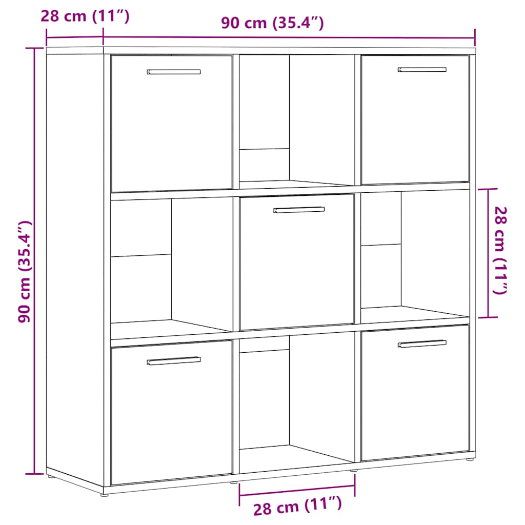 Bokhylle artisan eik 90x28x90 cm konstruert tre