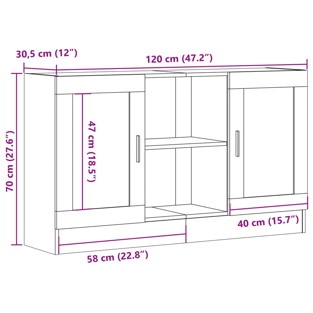 Skjenk gammelt tre 120x30,5x70 cm konstruert tre