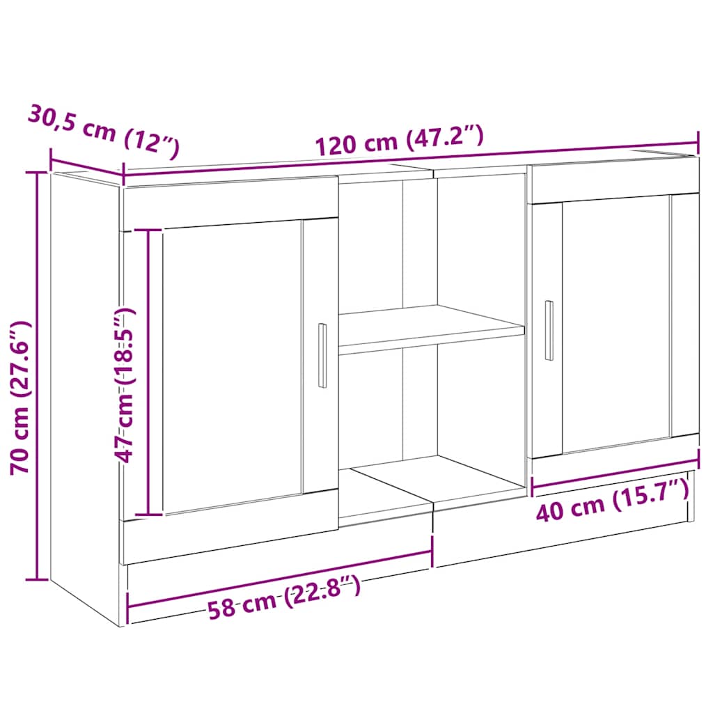Skjenk artisan eik 120x30,5x70 cm konstruert tre