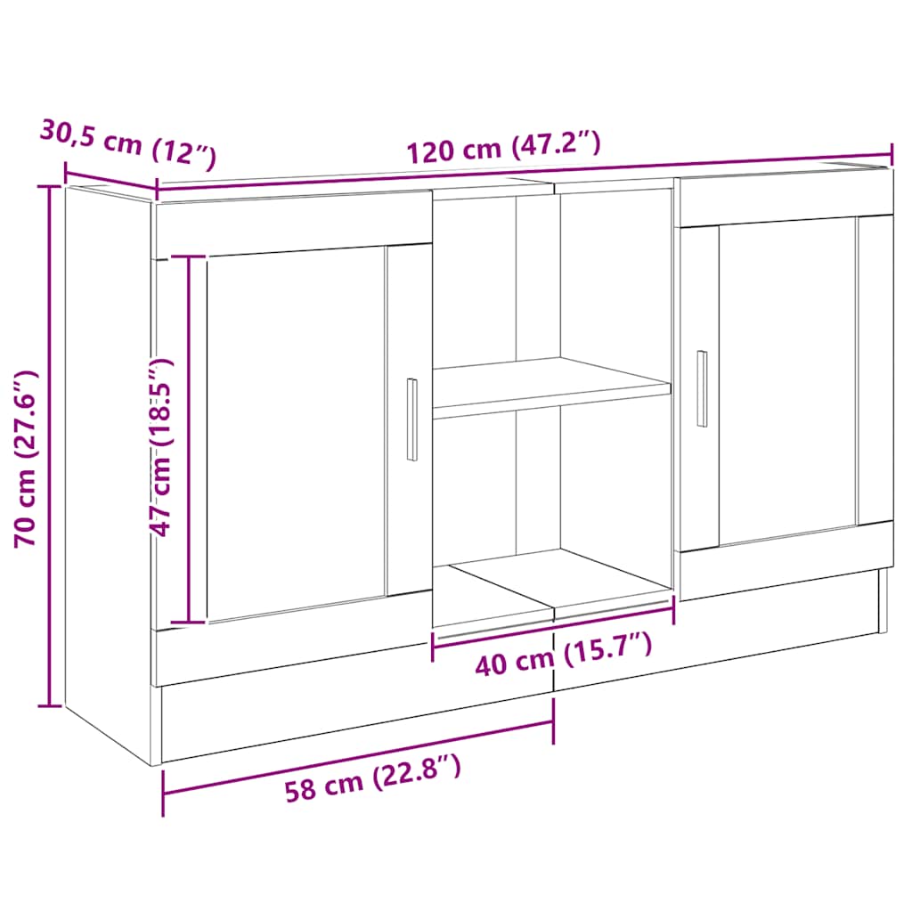 Skjenk artisan eik 120x30,5x70 cm konstruert tre