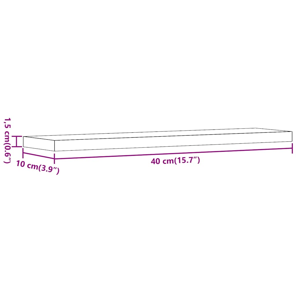 Vegghyller 4 stk artisan eik 40x10x1,5 cm konstruert tre
