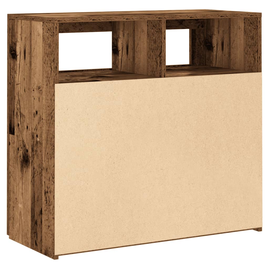 Skjenk med LED-lys gammelt tre 80x35x75 cm konstruert tre