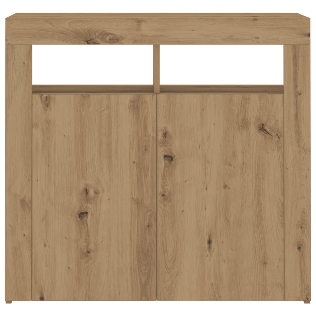Skjenk med LED-lys artisan eik 80x35x75 cm konstruert tre