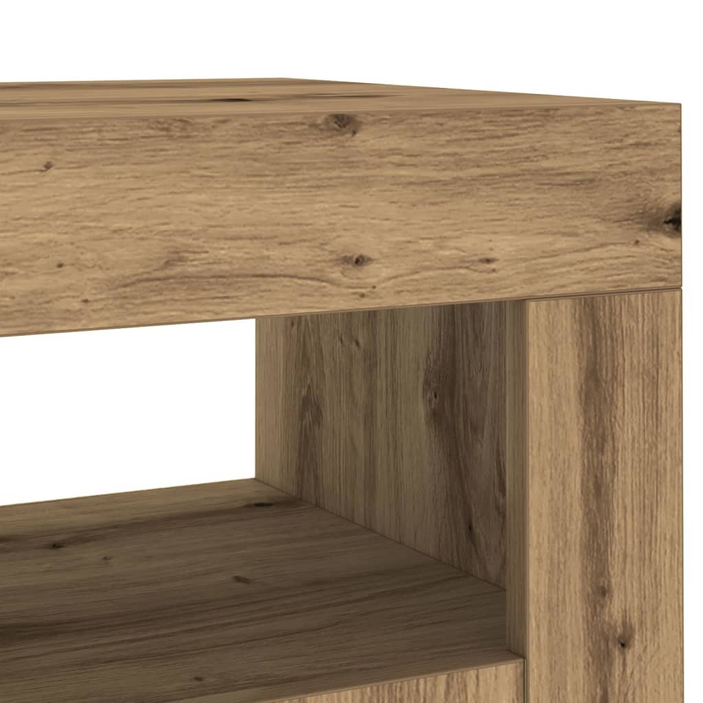 Skjenk med LED-lys artisan eik 80x35x75 cm konstruert tre
