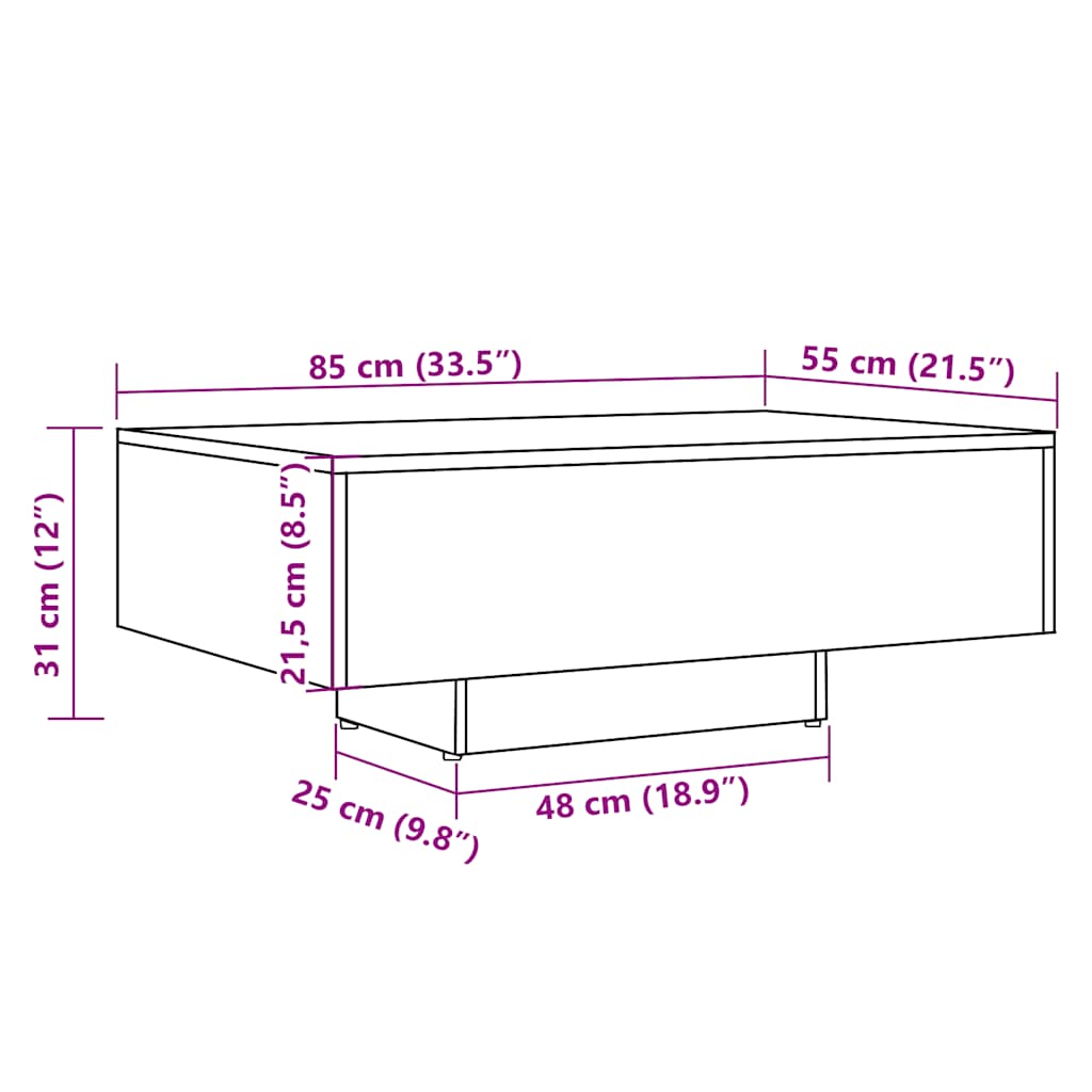 Salongbord gammelt tre 85x55x31 cm konstruert tre