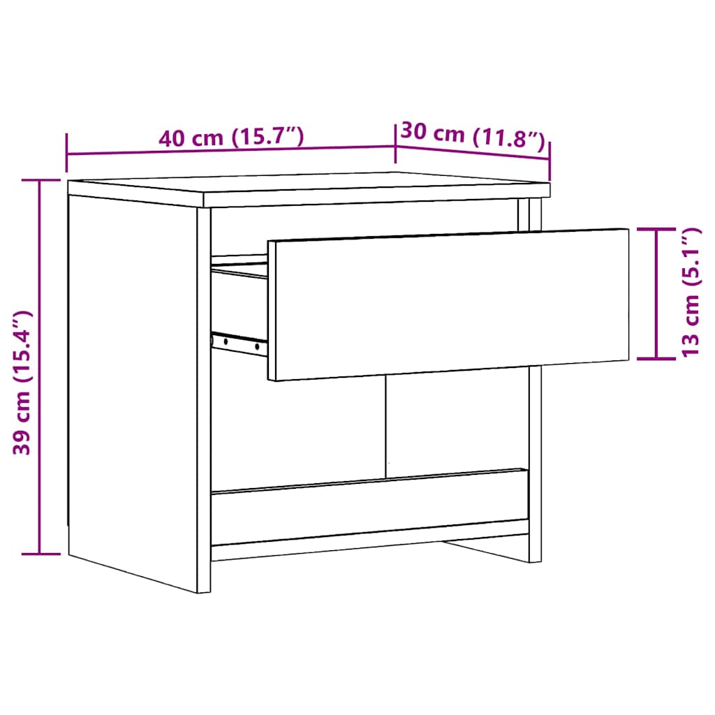 Nattbord artisan eik 40x30x39 cm konstruert tre