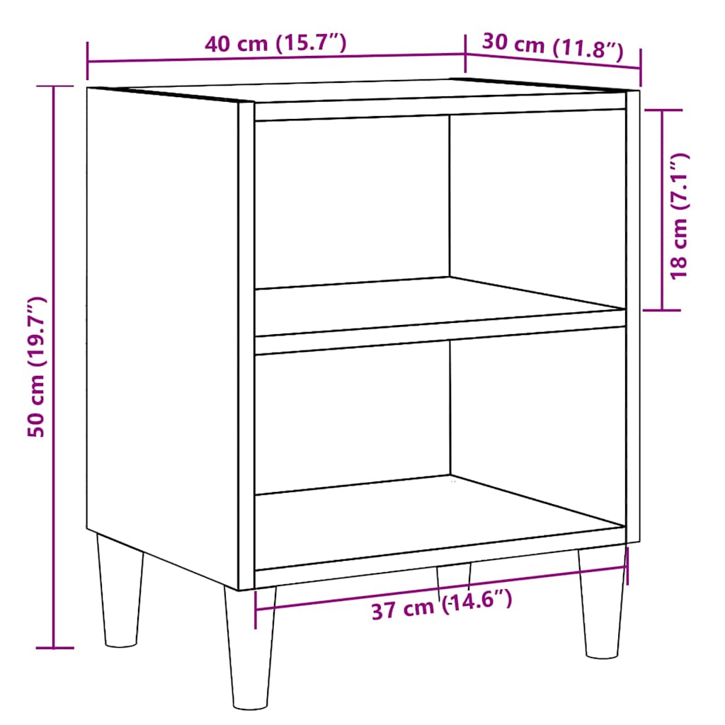Nattbord gammelt tre 40x30x50 cm konstruert tre